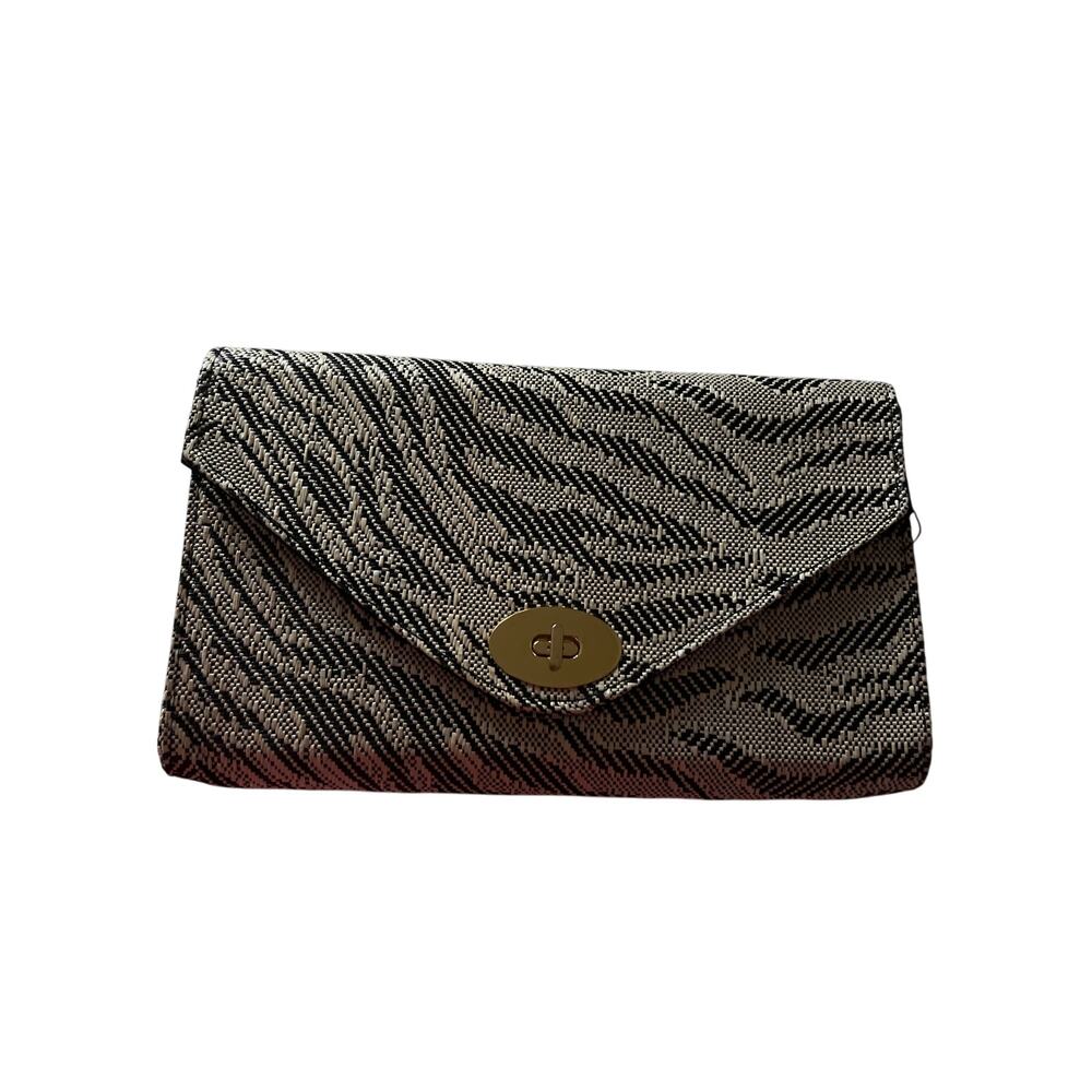 H&M Zebra Pattern Woven Straw Texture Clutch - image 2